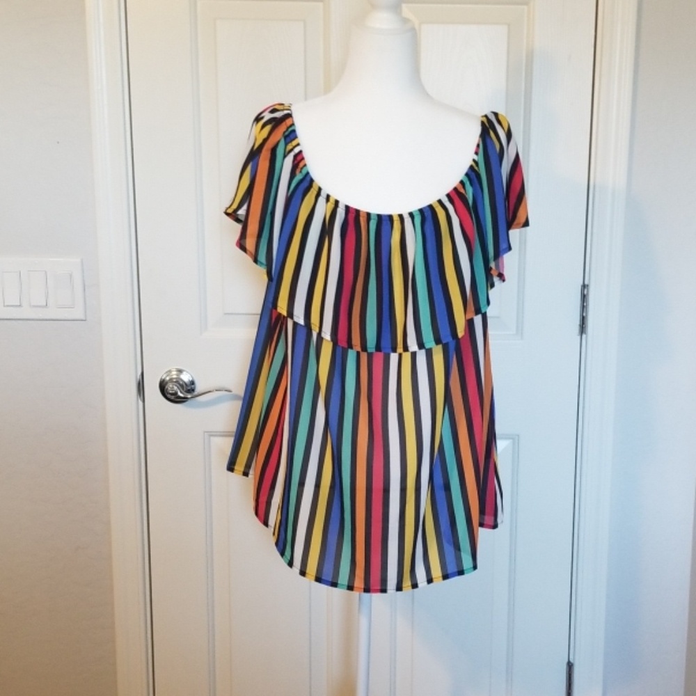 Colorful Fashion Nova Off the Shoulder Top… - Picture 2 of 4